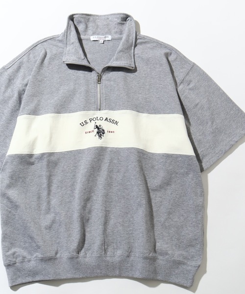 U.S. POLO ASSN.(ユーエスポロアッスン)の「【U.S. POLO ASSN./ユーエスポロアッスン】ロゴ刺繍 配色切り替え 半袖ハーフジッププルオーバー(Tシャツ/カットソー・メンズ・ホワイト/ネイビー/ブラック/杢グレー・M/L/LL)」の4枚目の写真