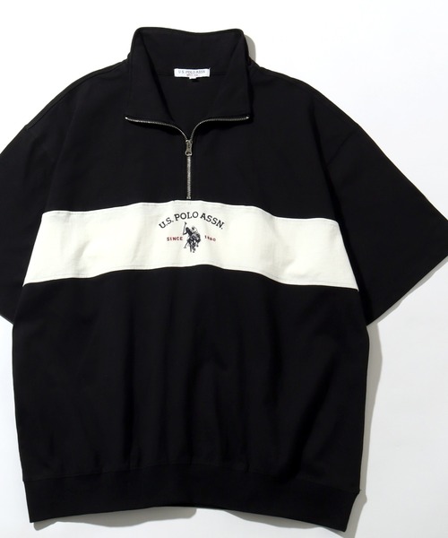 U.S. POLO ASSN.(ユーエスポロアッスン)の「【U.S. POLO ASSN./ユーエスポロアッスン】ロゴ刺繍 配色切り替え 半袖ハーフジッププルオーバー(Tシャツ/カットソー・メンズ・ホワイト/ネイビー/ブラック/杢グレー・M/L/LL)」の3枚目の写真