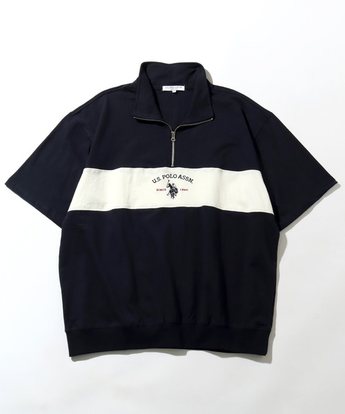 U.S. POLO ASSN.(ユーエスポロアッスン)の「【U.S. POLO ASSN./ユーエスポロアッスン】ロゴ刺繍 配色切り替え 半袖ハーフジッププルオーバー(Tシャツ/カットソー・メンズ・ホワイト/ネイビー/ブラック/杢グレー・M/L/LL)」の20枚目の写真