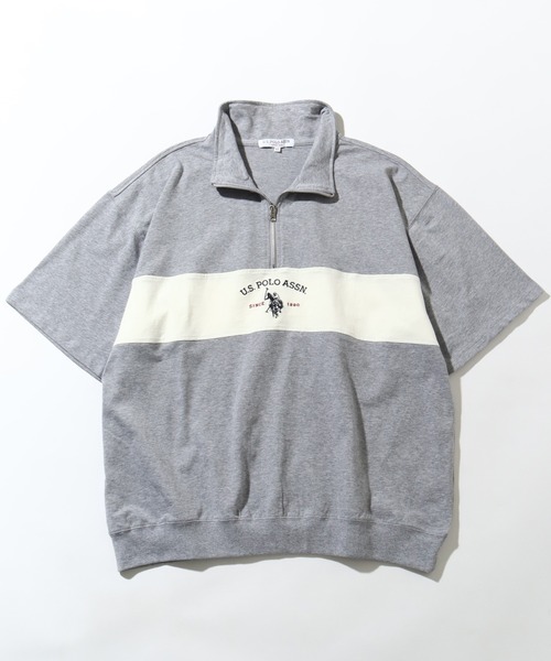 U.S. POLO ASSN.(ユーエスポロアッスン)の「【U.S. POLO ASSN./ユーエスポロアッスン】ロゴ刺繍 配色切り替え 半袖ハーフジッププルオーバー(Tシャツ/カットソー・メンズ・ホワイト/ネイビー/ブラック/杢グレー・M/L/LL)」の18枚目の写真