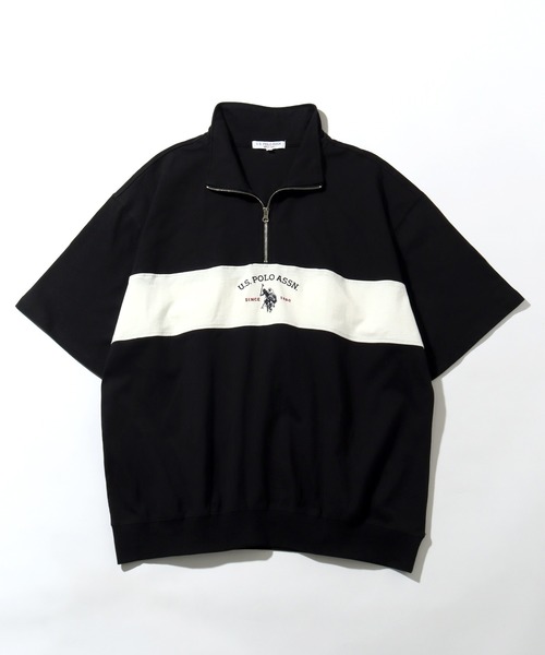 U.S. POLO ASSN.(ユーエスポロアッスン)の「【U.S. POLO ASSN./ユーエスポロアッスン】ロゴ刺繍 配色切り替え 半袖ハーフジッププルオーバー(Tシャツ/カットソー・メンズ・ホワイト/ネイビー/ブラック/杢グレー・M/L/LL)」の15枚目の写真
