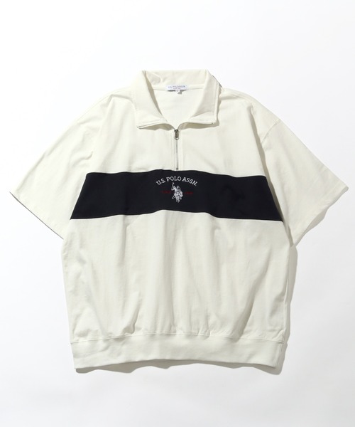 U.S. POLO ASSN.(ユーエスポロアッスン)の「【U.S. POLO ASSN./ユーエスポロアッスン】ロゴ刺繍 配色切り替え 半袖ハーフジッププルオーバー(Tシャツ/カットソー・メンズ・ホワイト/ネイビー/ブラック/杢グレー・M/L/LL)」の22枚目の写真