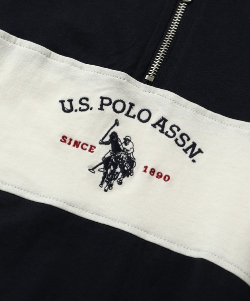 U.S. POLO ASSN.(ユーエスポロアッスン)の「【U.S. POLO ASSN./ユーエスポロアッスン】ロゴ刺繍 配色切り替え 半袖ハーフジッププルオーバー(Tシャツ/カットソー・メンズ・ホワイト/ネイビー/ブラック/杢グレー・M/L/LL)」の21枚目の写真