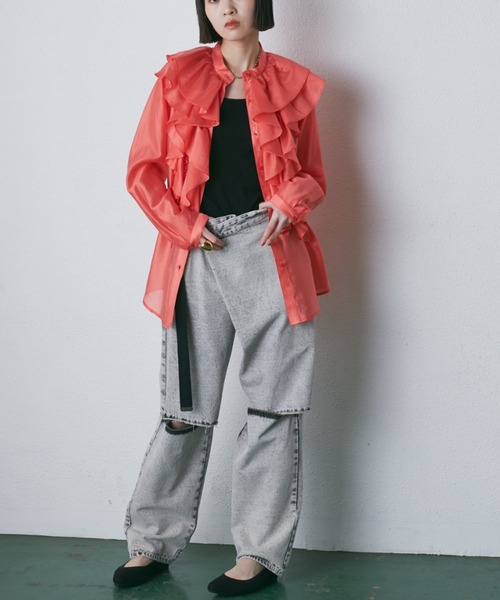 mici（ミチ）の「(mici)ラップデニムパンツ（デニムパンツ・レディース・グレー/ブルー・SMALL/MEDIUM）」の9枚目の写真