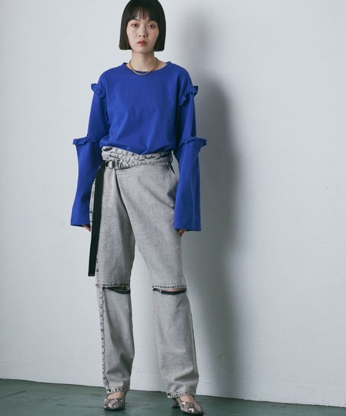 mici（ミチ）の「(mici)ラップデニムパンツ（デニムパンツ・レディース・グレー/ブルー・SMALL/MEDIUM）」の11枚目の写真