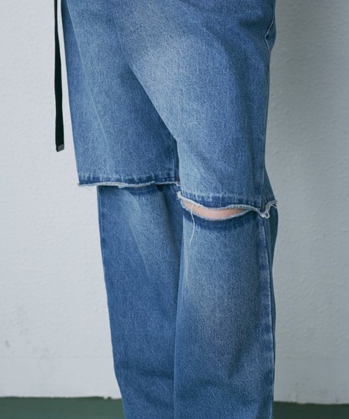 mici（ミチ）の「(mici)ラップデニムパンツ（デニムパンツ・レディース・グレー/ブルー・SMALL/MEDIUM）」の4枚目の写真