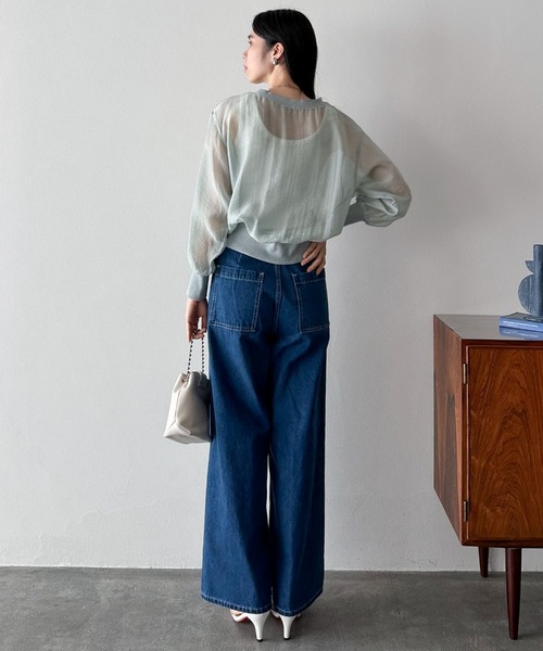 Doux archives（ドゥアルシーヴ）の「シアーロゴブラウス（シャツ/ブラウス・レディース・ミント/チャコールグレー/オフホワイト・FREE）」の18枚目の写真