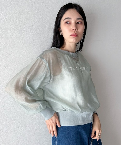 Doux archives（ドゥアルシーヴ）の「シアーロゴブラウス（シャツ/ブラウス・レディース・ミント/チャコールグレー/オフホワイト・FREE）」の16枚目の写真