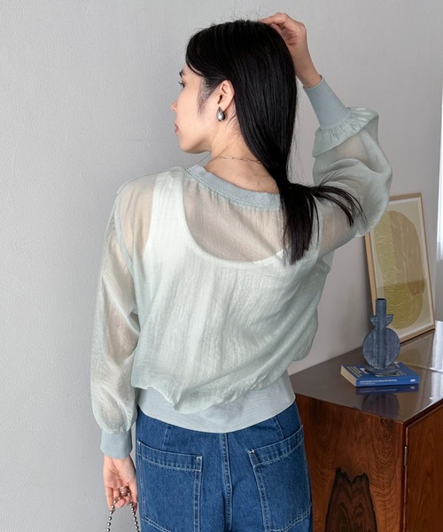 Doux archives（ドゥアルシーヴ）の「シアーロゴブラウス（シャツ/ブラウス・レディース・ミント/チャコールグレー/オフホワイト・FREE）」の19枚目の写真