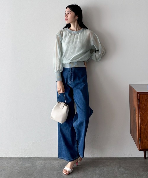 Doux archives（ドゥアルシーヴ）の「シアーロゴブラウス（シャツ/ブラウス・レディース・ミント/チャコールグレー/オフホワイト・FREE）」の20枚目の写真