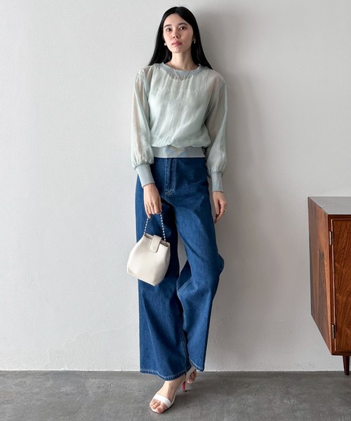 Doux archives（ドゥアルシーヴ）の「シアーロゴブラウス（シャツ/ブラウス・レディース・ミント/チャコールグレー/オフホワイト・FREE）」の21枚目の写真