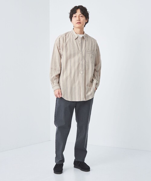 green label relaxing（グリーンレーベルリラクシング）の「Morley ビッグ ストライプ シャツ（シャツ/ブラウス・メンズ・ベージュ/コバルトブルー/グレー・S/L/M）」の5枚目の写真