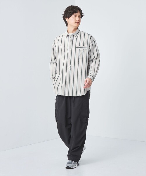 green label relaxing（グリーンレーベルリラクシング）の「Morley ビッグ ストライプ シャツ（シャツ/ブラウス・メンズ・ベージュ/コバルトブルー/グレー・S/L/M）」の6枚目の写真