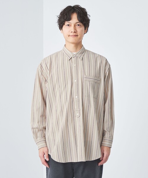 green label relaxing（グリーンレーベルリラクシング）の「Morley ビッグ ストライプ シャツ（シャツ/ブラウス・メンズ・ベージュ/コバルトブルー/グレー・S/L/M）」の8枚目の写真