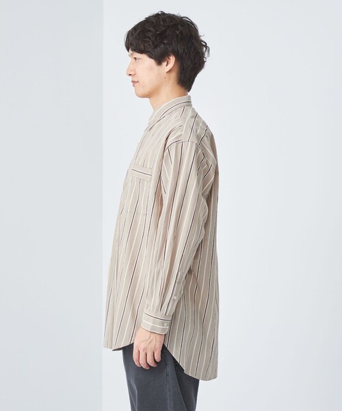 green label relaxing（グリーンレーベルリラクシング）の「Morley ビッグ ストライプ シャツ（シャツ/ブラウス・メンズ・ベージュ/コバルトブルー/グレー・S/L/M）」の9枚目の写真