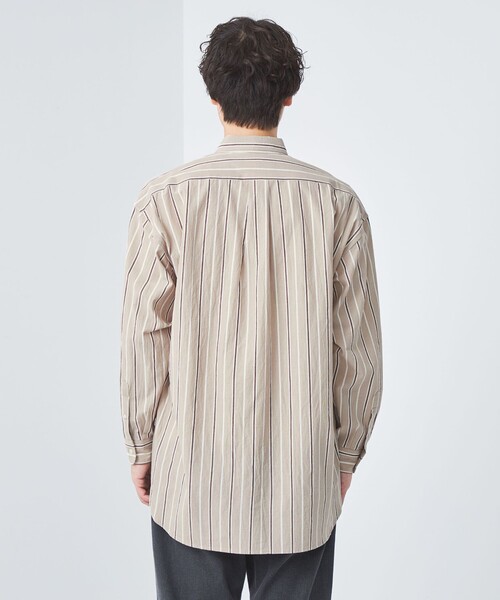green label relaxing（グリーンレーベルリラクシング）の「Morley ビッグ ストライプ シャツ（シャツ/ブラウス・メンズ・ベージュ/コバルトブルー/グレー・S/L/M）」の10枚目の写真