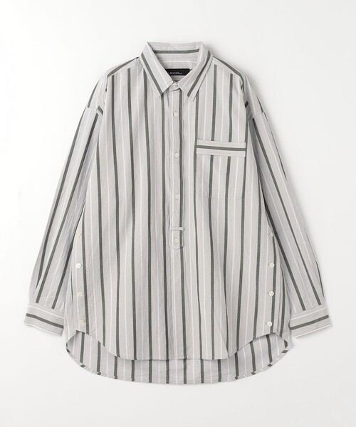 green label relaxing（グリーンレーベルリラクシング）の「Morley ビッグ ストライプ シャツ（シャツ/ブラウス・メンズ・ベージュ/コバルトブルー/グレー・S/L/M）」の11枚目の写真