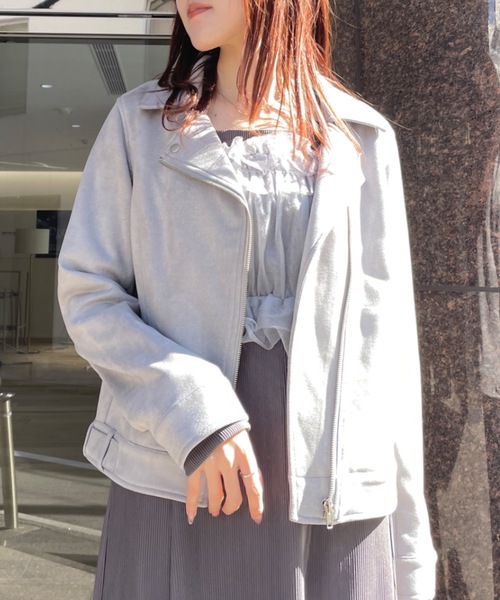 TORTE（トルテ）の「スエードポンチライダースジャケット（ライダースジャケット・レディース・ホワイト/ピンク/グレー・FREE）」の3枚目の写真