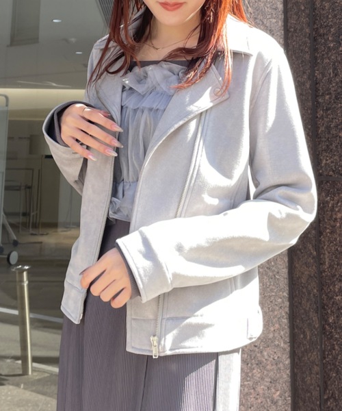 TORTE（トルテ）の「スエードポンチライダースジャケット（ライダースジャケット・レディース・ホワイト/ピンク/グレー・FREE）」の14枚目の写真