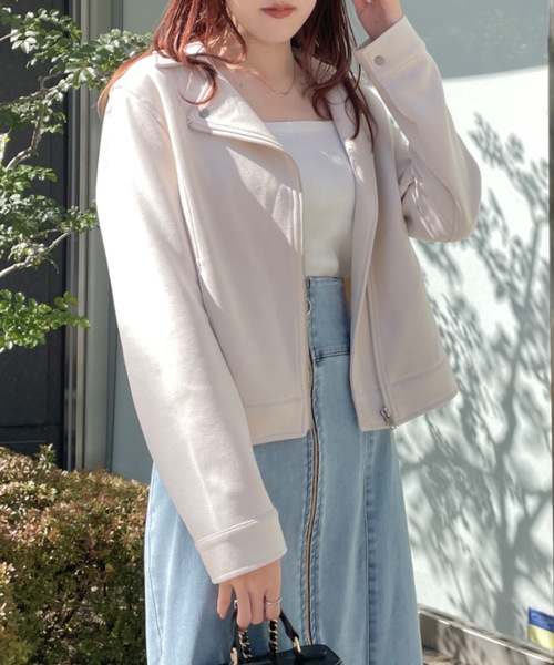 TORTE（トルテ）の「スエードポンチライダースジャケット（ライダースジャケット・レディース・ホワイト/ピンク/グレー・FREE）」の4枚目の写真