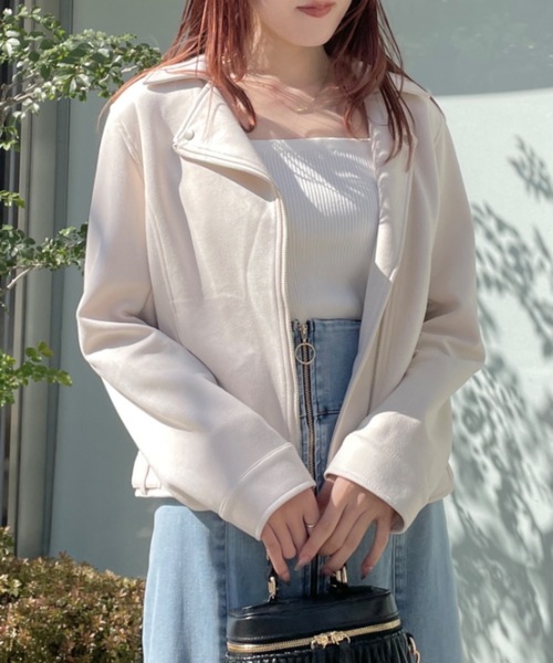 TORTE（トルテ）の「スエードポンチライダースジャケット（ライダースジャケット・レディース・ホワイト/ピンク/グレー・FREE）」の5枚目の写真