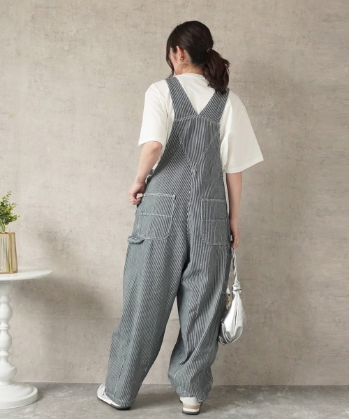 綿麻素材で丸みのあるフォルムが可愛らしいサーカスサロペット サーカスパンツ 綿麻 ストライプ 無地 サロペット パンツ