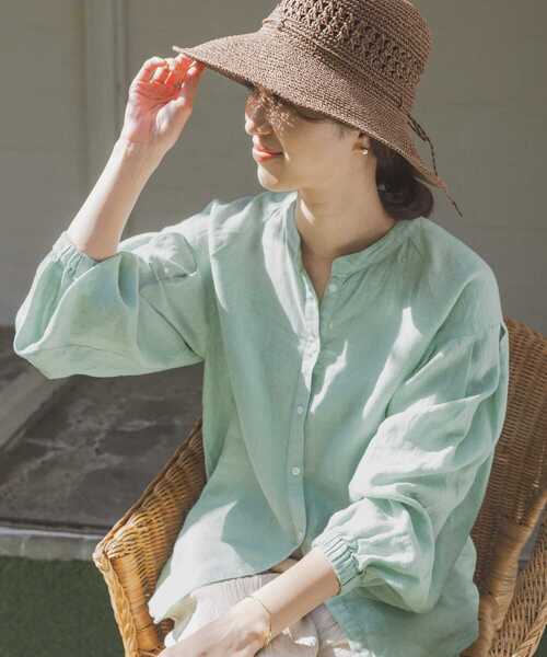 URBAN RESEARCH DOORS（アーバンリサーチドアーズ）の「リネンタックボリュームスリーブブラウス（シャツ/ブラウス・レディース・オフホワイト/ブラック/ミント・MEDIUM）」の15枚目の写真