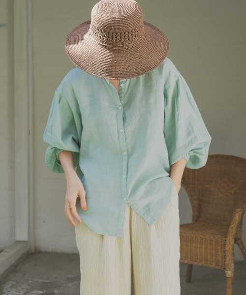 URBAN RESEARCH DOORS（アーバンリサーチドアーズ）の「リネンタックボリュームスリーブブラウス（シャツ/ブラウス・レディース・オフホワイト/ブラック/ミント・MEDIUM）」の17枚目の写真