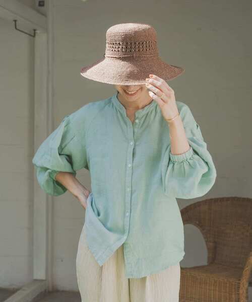 URBAN RESEARCH DOORS（アーバンリサーチドアーズ）の「リネンタックボリュームスリーブブラウス（シャツ/ブラウス・レディース・オフホワイト/ブラック/ミント・MEDIUM）」の18枚目の写真