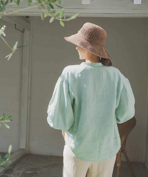 URBAN RESEARCH DOORS（アーバンリサーチドアーズ）の「リネンタックボリュームスリーブブラウス（シャツ/ブラウス・レディース・オフホワイト/ブラック/ミント・MEDIUM）」の20枚目の写真