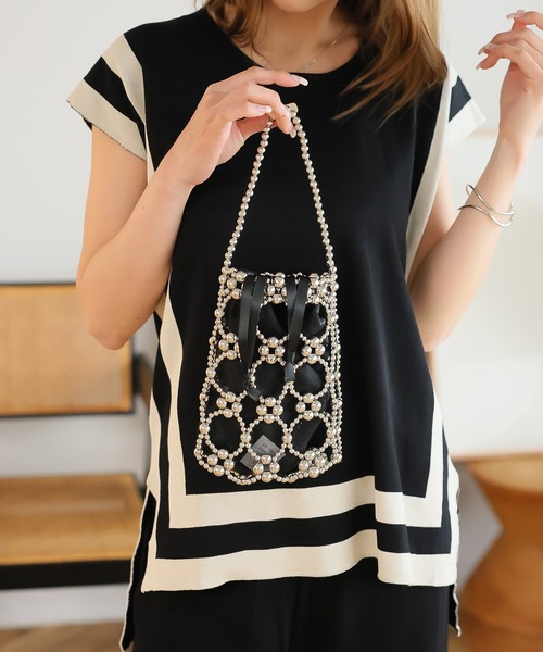 LAFFMO（ラフモ）の「ビーズ編みミニバッグ（ショルダーバッグ・レディース・ホワイト/ベージュ/グレー/ブラック・F）」の22枚目の写真