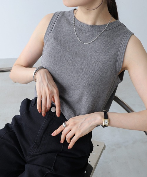 evernavy（エバーネイビー）の「テレコリブタンクトップ（Tシャツ/カットソー・レディース・ネイビー/ホワイト系その他/ブラック/グレー/チャコールグレー/カーキブラウン・M）」の5枚目の写真