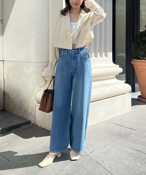 セール】ストレッチ/ワイドストレートデニムパンツ（デニムパンツ