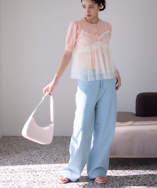 one after another NICE CLAUP(ワンアフターアナザーナイスクラップ)の「ストレッチ/ワイドストレートデニムパンツ(デニムパンツ・レディース・ライトブラック/ブルー/ライトブルー・SMALL/MEDIUM)」の9枚目の写真