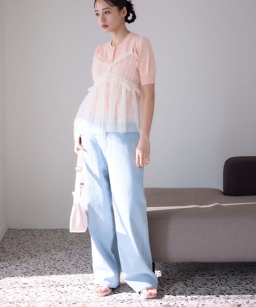 one after another NICE CLAUP(ワンアフターアナザーナイスクラップ)の「ストレッチ/ワイドストレートデニムパンツ(デニムパンツ・レディース・ライトブラック/ブルー/ライトブルー・SMALL/MEDIUM)」の10枚目の写真