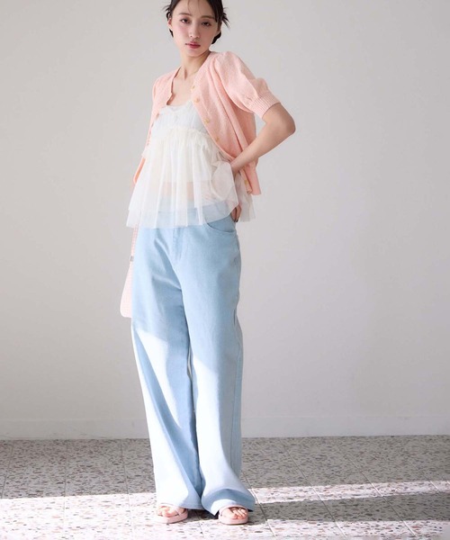 one after another NICE CLAUP(ワンアフターアナザーナイスクラップ)の「ストレッチ/ワイドストレートデニムパンツ(デニムパンツ・レディース・ライトブラック/ブルー/ライトブルー・SMALL/MEDIUM)」の12枚目の写真