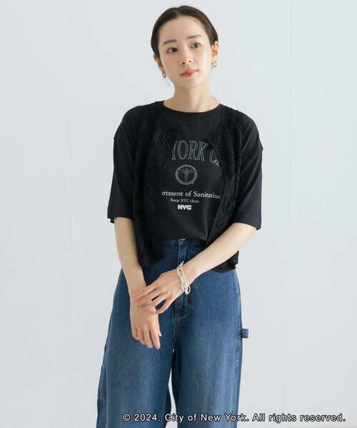 GOOD ROCK SPEED(グッドロックスピード)の「GOOD ROCK SPEED NYC LOOSE LOGO T-SHIRTS(Tシャツ/カットソー・レディース・ブラック/グレー・FREE)」の2枚目の写真