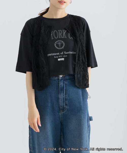 GOOD ROCK SPEED(グッドロックスピード)の「GOOD ROCK SPEED NYC LOOSE LOGO T-SHIRTS(Tシャツ/カットソー・レディース・ブラック/グレー・FREE)」の3枚目の写真