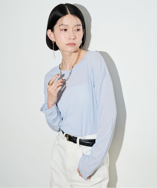 シアーロングスリーブトップス（Tシャツ/カットソー）｜Shelly