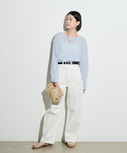 Shelly island（シェリーアイランド）の「シアーロングスリーブトップス（Tシャツ/カットソー・レディース・ブラック/ブルー/ホワイト/ライトパープル・FREE）」の22枚目の写真