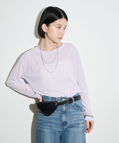 シアーロングスリーブトップス（Tシャツ/カットソー）｜Shelly
