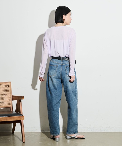 シアーロングスリーブトップス（Tシャツ/カットソー）｜Shelly