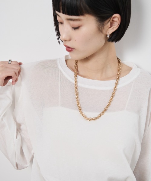 Shelly island（シェリーアイランド）の「シアーロングスリーブトップス（Tシャツ/カットソー・レディース・ブラック/ブルー/ホワイト/ライトパープル・FREE）」の10枚目の写真