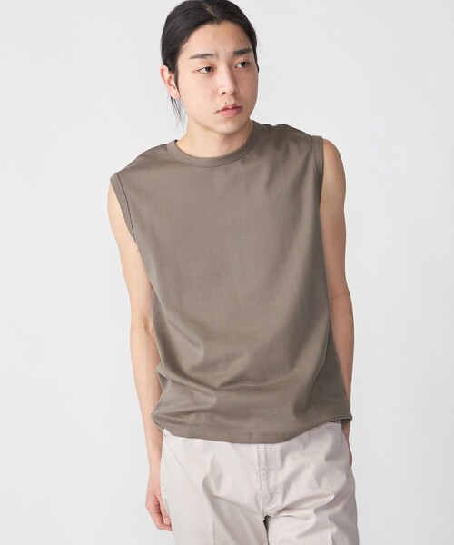 SHIPS(シップス)の「SHIPS:〈抗菌・防臭・接触冷感・UVケア〉スムース ノースリーブ Tシャツ(タンクトップ・メンズ・チャコールグレー/ブラック/ホワイト・MEDIUM/LARGE)」の3枚目の写真