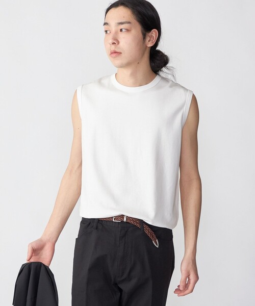 SHIPS(シップス)の「SHIPS:〈抗菌・防臭・接触冷感・UVケア〉スムース ノースリーブ Tシャツ(タンクトップ・メンズ・チャコールグレー/ブラック/ホワイト・MEDIUM/LARGE)」の9枚目の写真