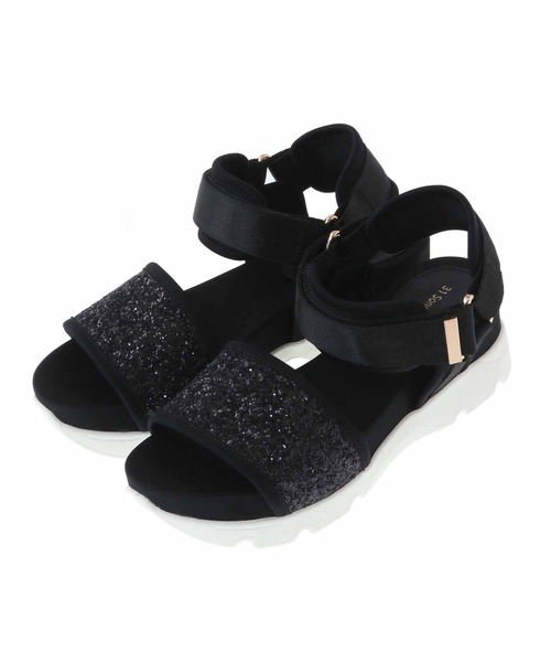 31 Sons de mode(トランテアン ソン ドゥ モード)の「グリッタースポーツサンダル(サンダル・レディース・ブラック/ピンク/クリーム・S/M/L)」の2枚目の写真
