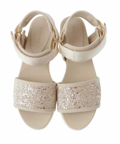 31 Sons de mode(トランテアン ソン ドゥ モード)の「グリッタースポーツサンダル(サンダル・レディース・ブラック/ピンク/クリーム・S/M/L)」の4枚目の写真