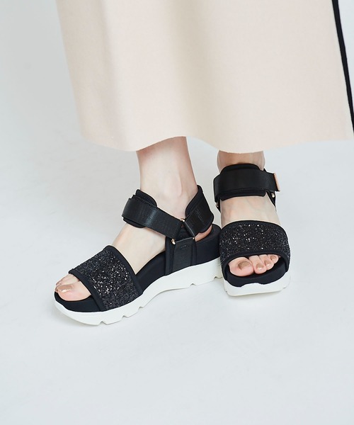 31 Sons de mode(トランテアン ソン ドゥ モード)の「グリッタースポーツサンダル(サンダル・レディース・ブラック/ピンク/クリーム・S/M/L)」の13枚目の写真