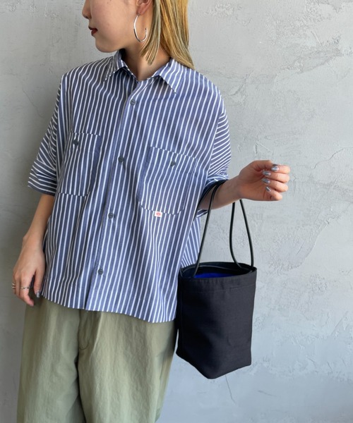 DANTON（ダントン）の「[DANTON/ダントン] T/Cポプリン ショートスリーブワークシャツ（シャツ/ブラウス・レディース・ホワイト/グリーン/ネイビー/ライトベージュ/ブルー・38）」の5枚目の写真