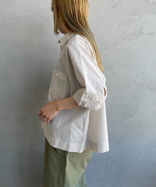 DANTON（ダントン）の「[DANTON/ダントン] T/Cポプリン ショートスリーブワークシャツ（シャツ/ブラウス・レディース・ホワイト/グリーン/ネイビー/ライトベージュ/ブルー・38）」の21枚目の写真